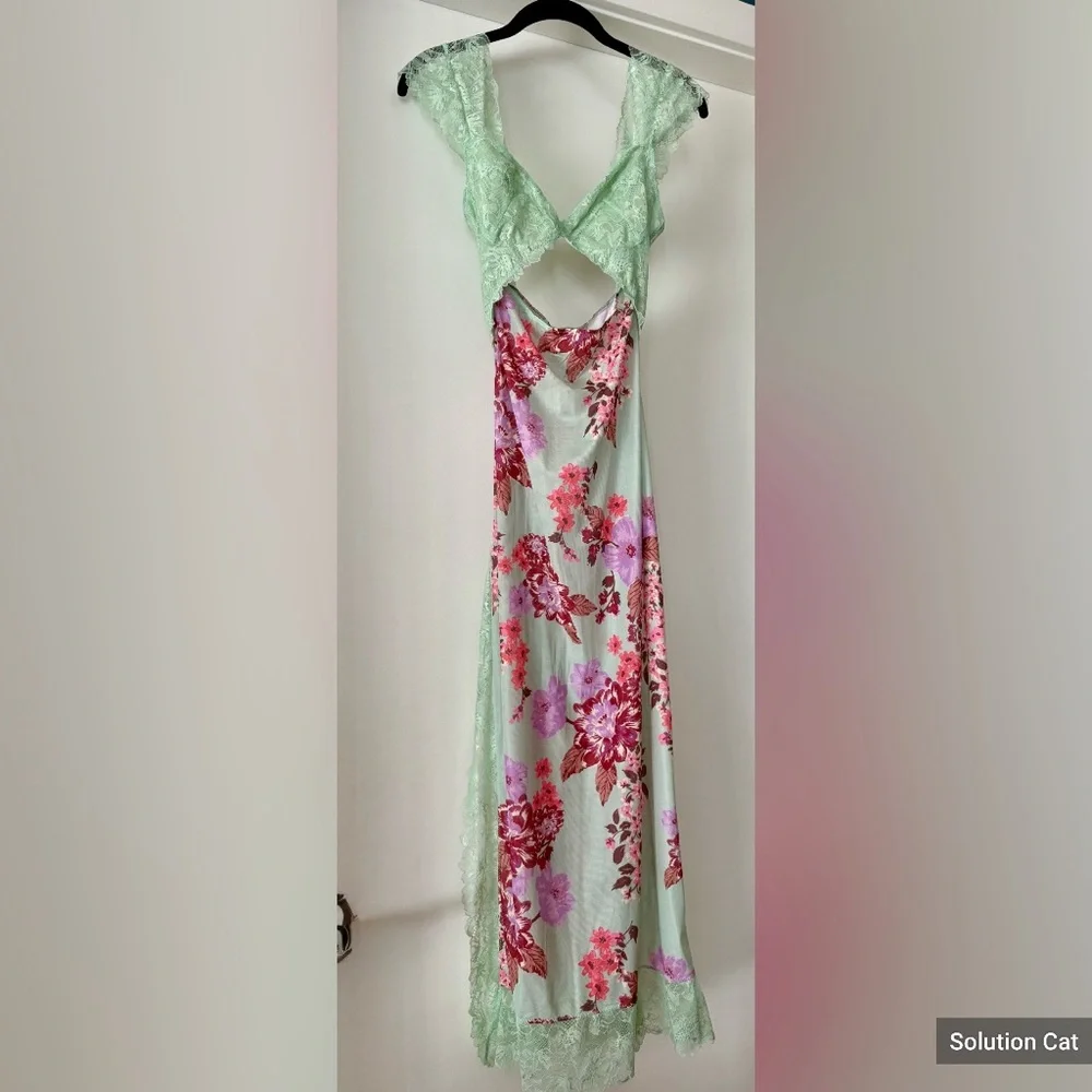 x Intimately FP Suddenly Fine Maxi Slip Dress In Sage Combo - XS - Picture 4 of 6